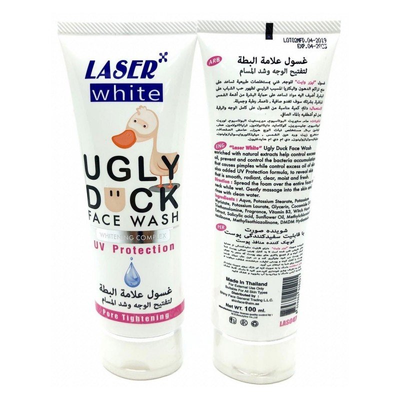 غسول علامة البطة لتفتيح الوجه وشد المسامات حجم 100 مل - UGLY Duck Face Wash Whitening by Laser White