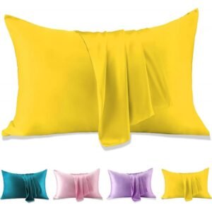 غطاء وسادة ستان لون أصفر