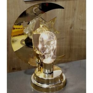 هلال مع نجمة معدن ذهبي مضيئ