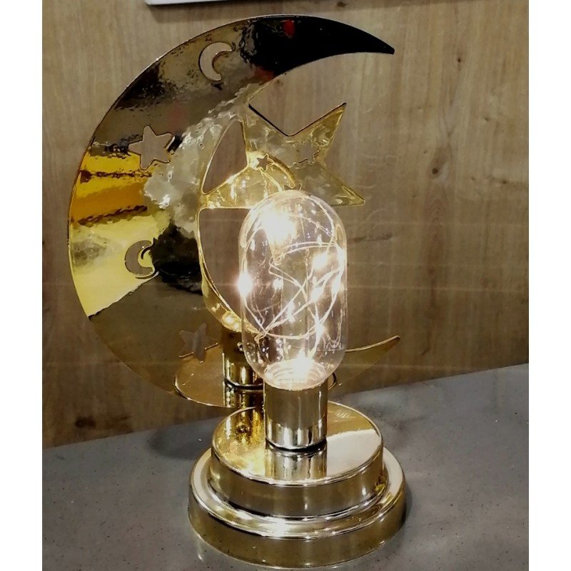 هلال مع نجمة معدن ذهبي مضيئ