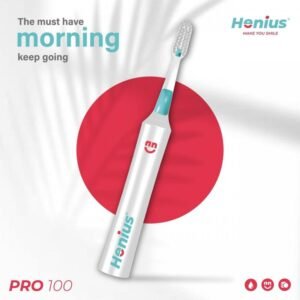 فرشاة أسنان مع مخزن لمعجون الاسنان من Henius لون أبيض وأزرق