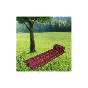 فرشات رحل مع مسند بتصميم فلسطيني تراثي لون أحمر