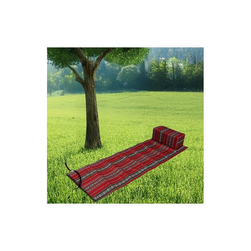 فرشات رحل مع مسند بتصميم فلسطيني تراثي لون أحمر