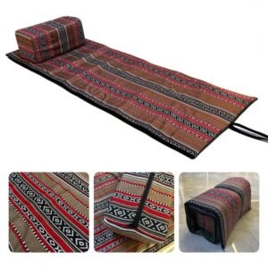 فرشات رحل مع مسند بتصميم فلسطيني تراثي لون بني وزيتي