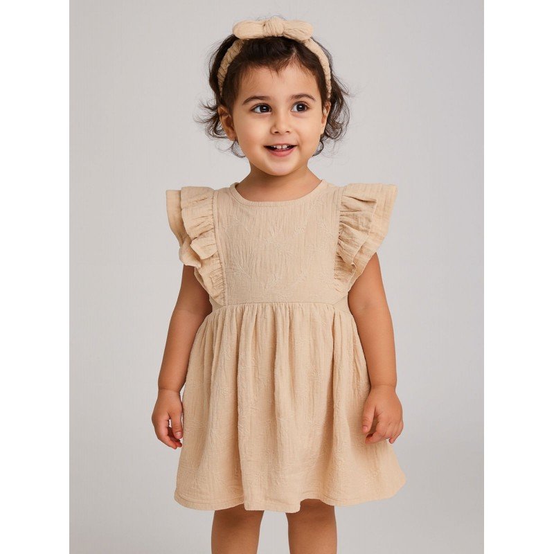 فستان بناتي لون بيج
