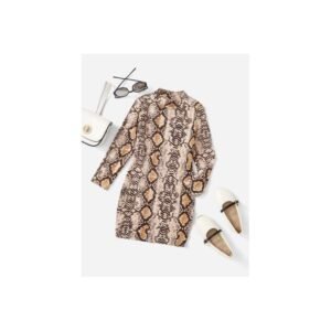 فستان بناتي لون جلد الحية بني