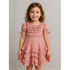 فستان بناتي لون زهري