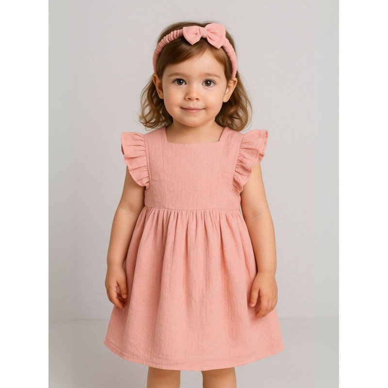 فستان بناتي لون زهري