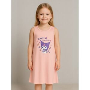 فستان بيتي بناتي للأطفال لون زهري