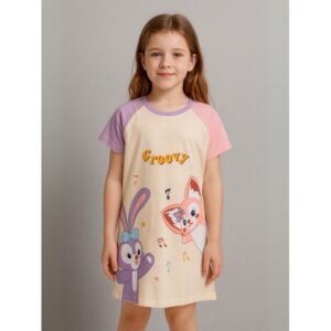 فستان بيتي بناتي للأطفال لون زهري