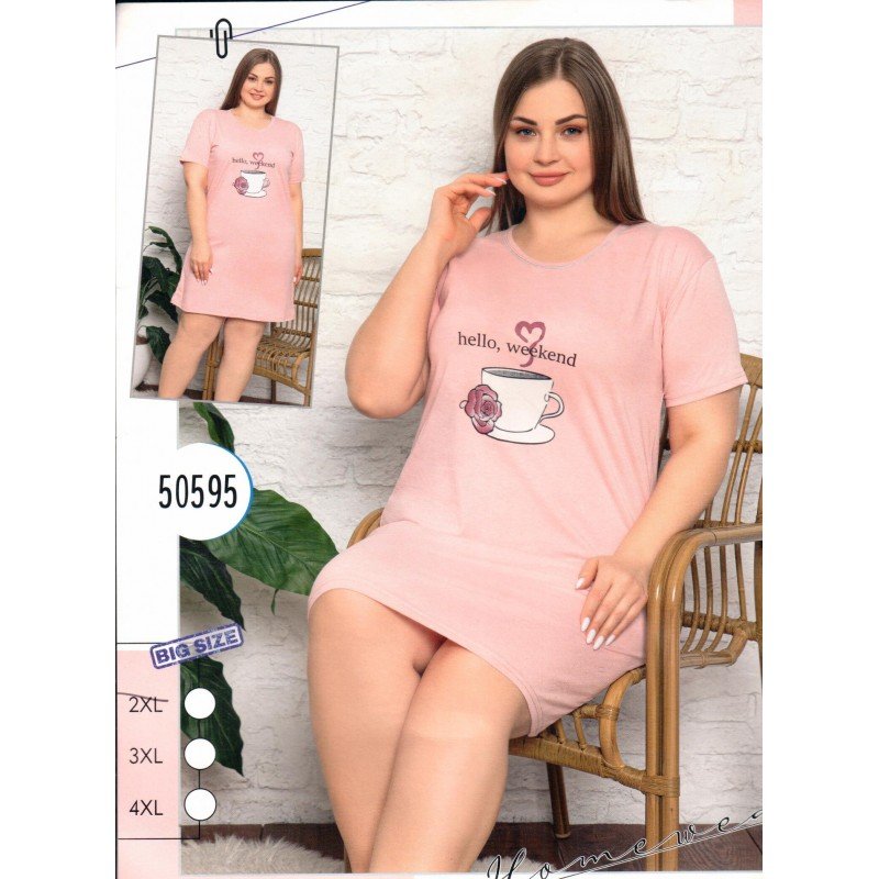 فستان بيتي للنساء نص كم لون زهري