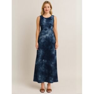 فستان بيتي مخطط للنساء لون كحلي