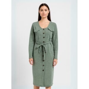 فستان شتوي طويل للنساء لون أخضر