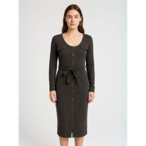 فستان صوف طويل لون رمادي