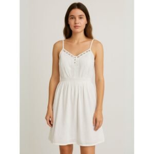 فستان قصير للنساء لون أبيض