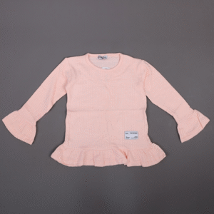 فستان قطن ربيعي للأطفال لون مشمشي