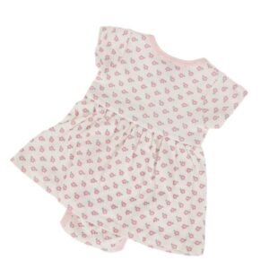 فستان مورد للأطفال لون أبيض و زهري