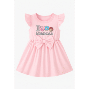 فستان نص كم بناتي لون زهري