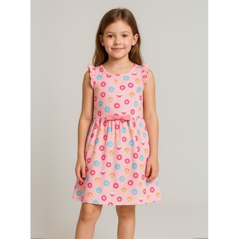 فستان نص كم بناتي لون زهري