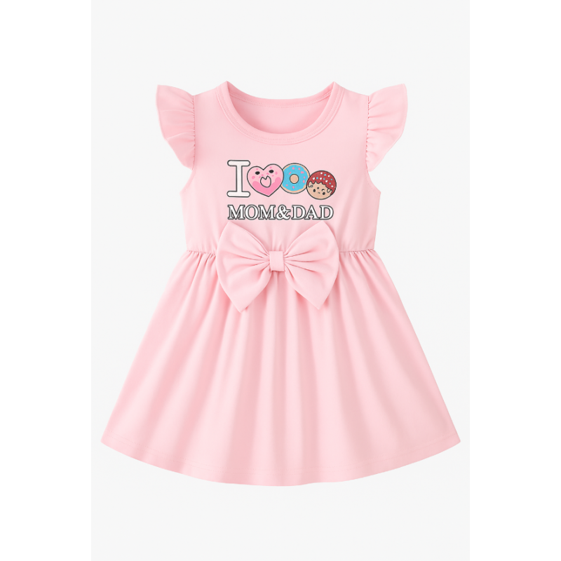 فستان نص كم بناتي لون زهري