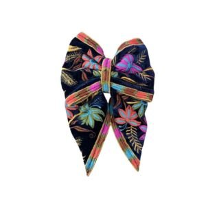 فيونكة للشعر تطريز مخمل لون كحلي