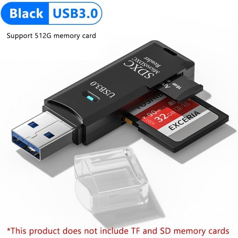 قارئ بطاقات 2 في 1 للابتوب USB 3.0 عالي السرعة – محول لبطاقات Micro SD/TF مثالي لملحقات أجهزة الكمبيوتر المحمول ونقل البيانات بسهولة.