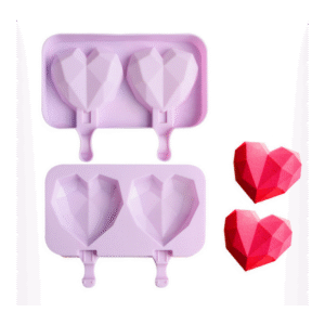 قالب بوظة سيليكون 2 خانة شكل القلب الماسي