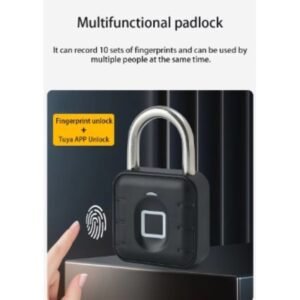 قفل إلكتروني ذكي ببصمة الاصبع عن طريق البلوتوث - مقاوم للماء IP67 - لون أسود - موديل SY-12-TF - ماركة Tuya