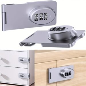 قفل بلسان متحرك بكلمة مرور من 3 أرقام، مثالي للاستخدام على الأدراج والخزائن الصغيرة والأبواب بدون مفاتيح