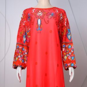 قميص بيتي للنساء كم طويل لون زهري