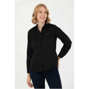 قميص يو اس اسنت بولو للنساء سادة أسود