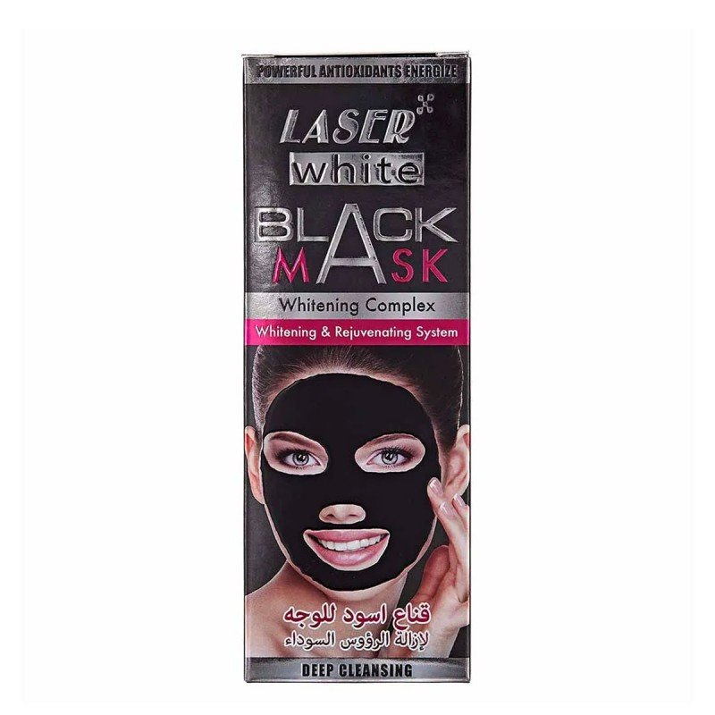 قناع أسود للوجه لإزالة الرؤوس السوداء حجم 100 مل - Black Mask Whitening Complex with Rose by Laser White