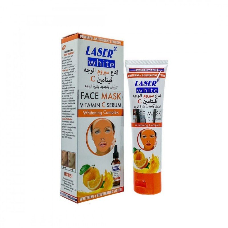 قناع سيروم الوجه فيتامين سي لتبيض وتجديد بشرة الوجه حجم 100 مل - Face Mask Vitamin C Serum by Laser White
