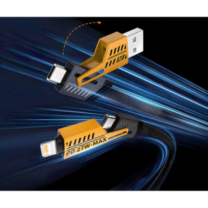 كيبل شحن 4 في 1 بقدرة 65 واط للشحن السريع ونقل البيانات