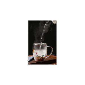 كاسة دبل جلاس شفاف مورد مع مقبض سعة 350 مل