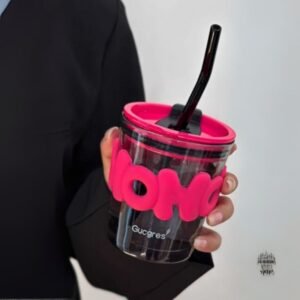 كاسة زجاج مع مصامة حجم 350 مل