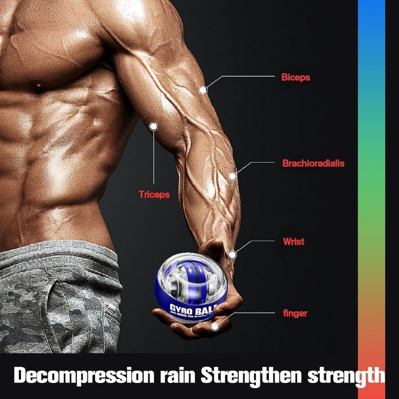 كرة تدريب المعصم - كرة دوارة تعمل بالطاقة التلقائية للمعصم - لتقوية الذراعين والاصابع وعظام المعصم والعضلات