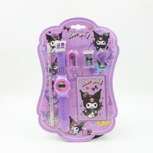 كرت قرطاسية ديزني مع ساعة – 6 قطع (تصميم كورومي Kuromi)