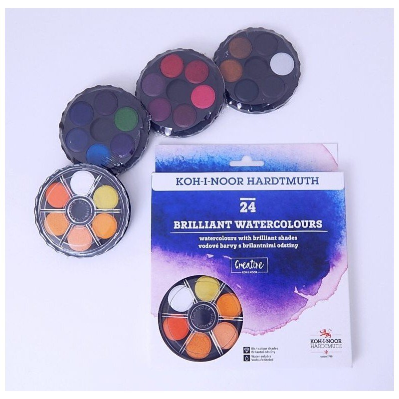 كرتونة ألوان مائية حجر 24 لون من كوه اي نور