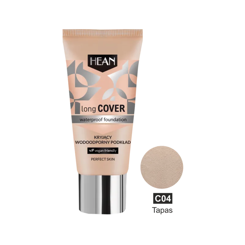 كريم أساس سائل من هين درجة C04 حجم 30مل-Hean Podkład Long Cover Podkład C04 Tapas