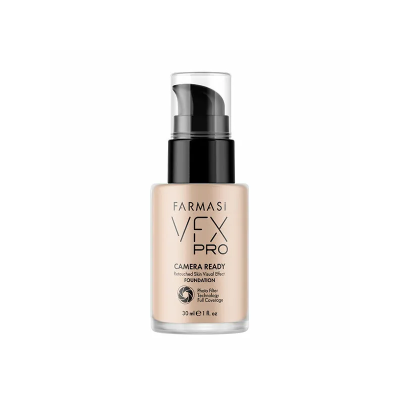 كريم أساس في اف اكس برو سائل من فارماسي درجة 02 حجم 30 مل -Farmasi Make Up Vfx Pro Camera Ready Foundation
