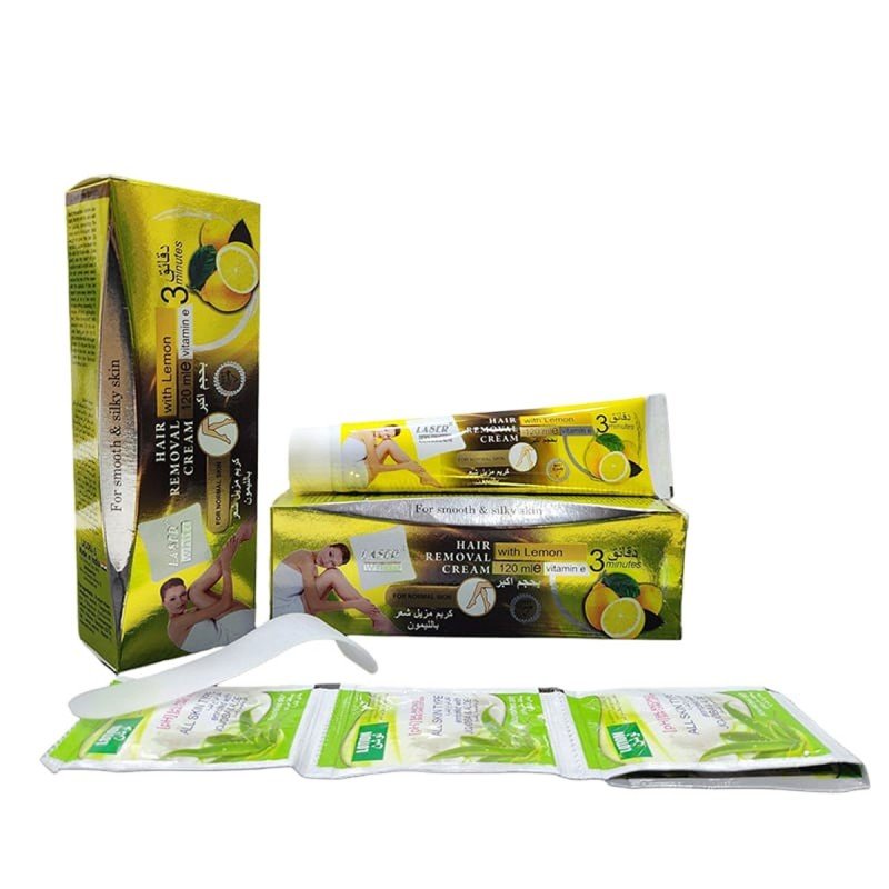 كريم مزيل شعر بالليمون حجم 120 مل - Hair Removal Cream with Lemon by Laser White