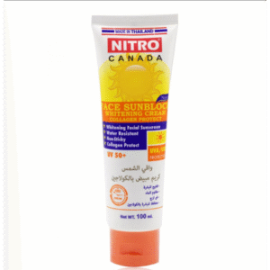 كريم واقي شمس و مبيض بالكولاجين من نيترو كندا بعامل حماية 50 حجم 100 غم– Nitro Canada Sunscreen Cream Whitening Collagen UV 50+ 100 G