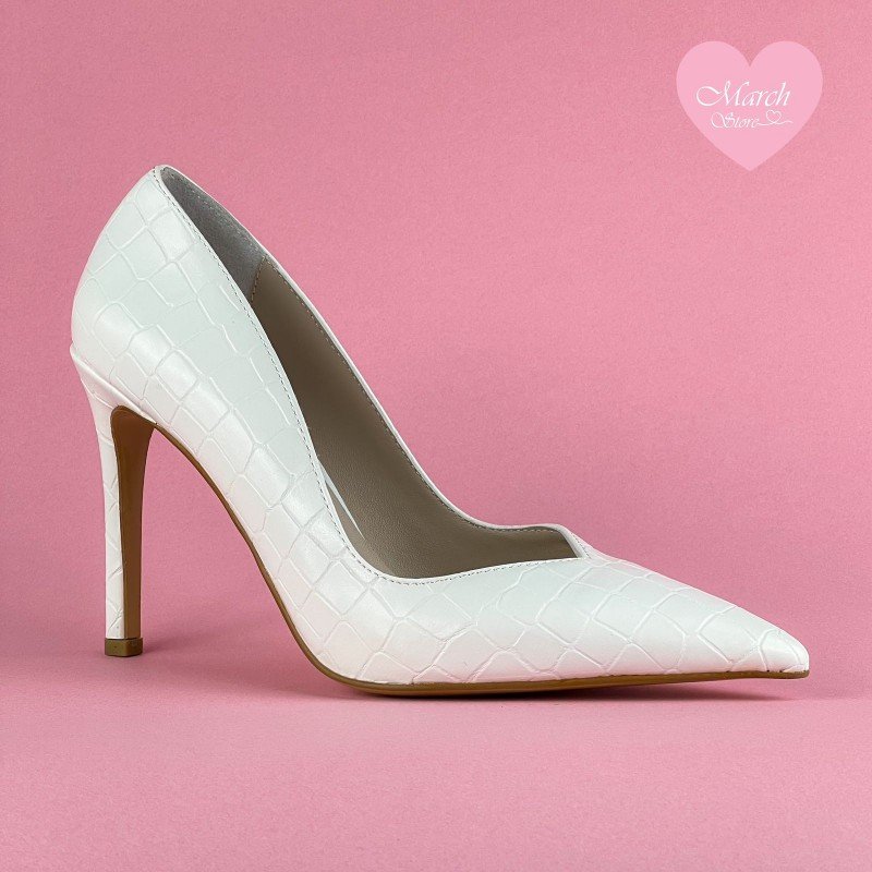 كعب عالي انيق للسيدات لون أبيض