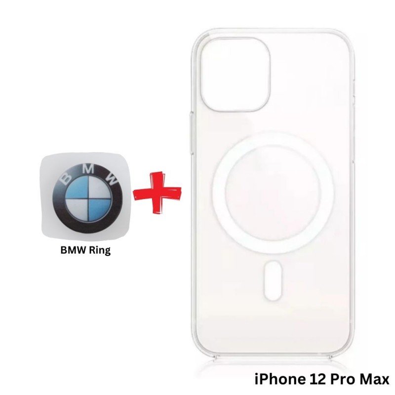 كفر ايفون 12 برو ماكس ماج سيف داعم للشحن اللاسلكي شفاف مع هدية رنج