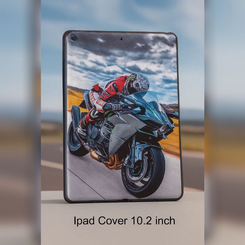 كفر حماية ايباد مع رسمة دراجة- حجم كبير- مناسب لـ Ipad 10.2 inch