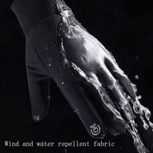 كفوف فخمة للرجال والنساء حجم XL ضد الماء والخدش مناسبة لشاشات اللمس وقيادة الدراجات- -لون أسود