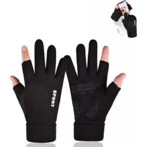 كفوف شتوية مناسبة لشاشات اللمس وقيادة الدراجات لون اسود ماركة Sport