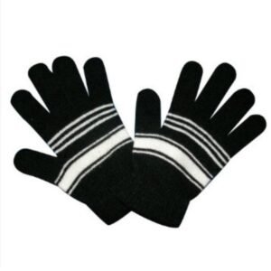 كفوف يد شتوية للأطفال من 5 ل 9 سنوات - لون أسود مع أبيض