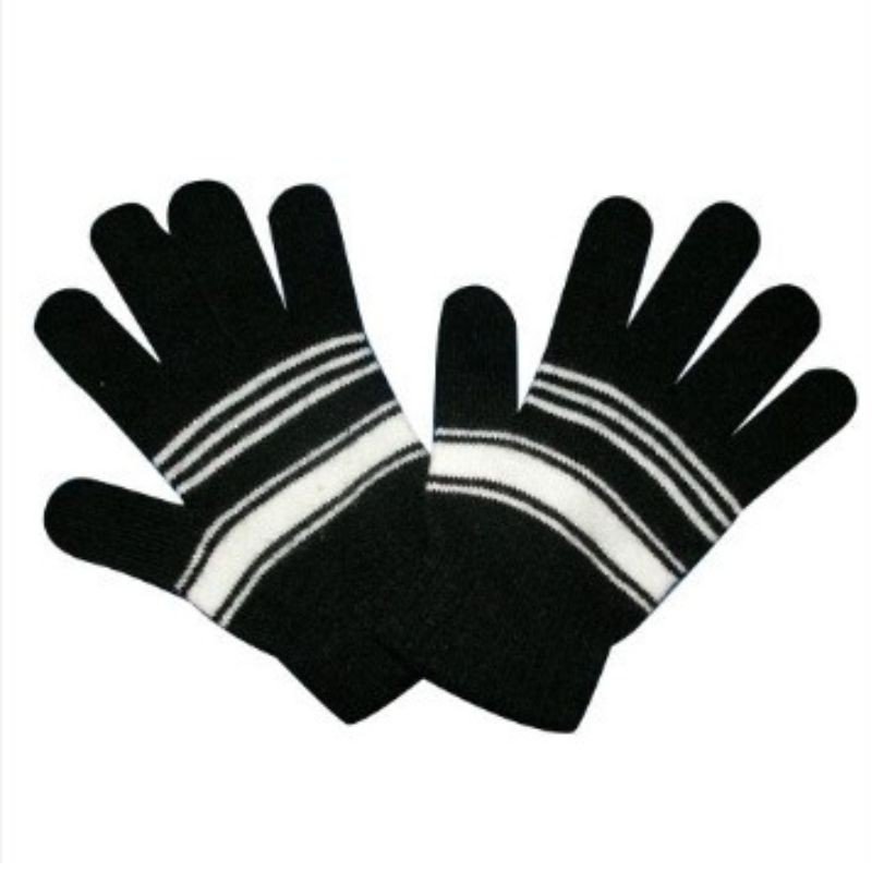 كفوف يد شتوية للأطفال من 5 ل 9 سنوات - لون أسود مع أبيض